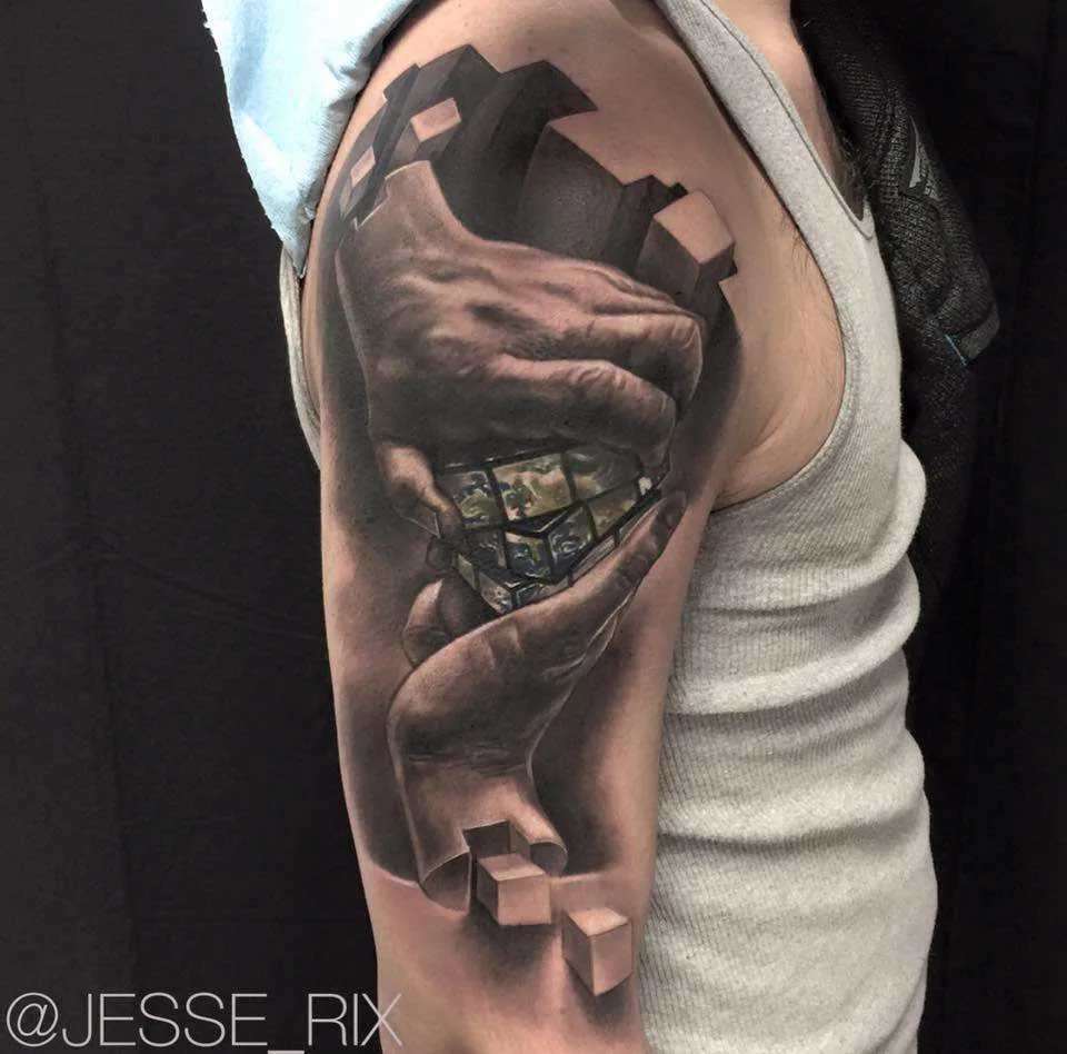 Tattoo artist Jesse Rix color surrealistic and realistic tattoo